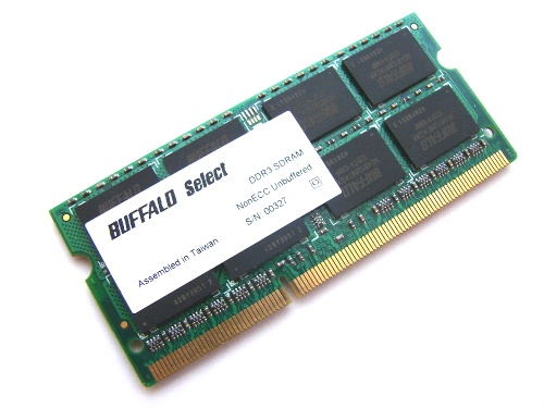 Buffalo D3N1066-B2GBJ 2GB PC3-8500S-777 2Rx8 1066MHz 204pin Laptop / Notebook SODIMM CL7 1.5V Non-ECC DDR3 Memory - Discount Prices, Technical Specs and Reviews