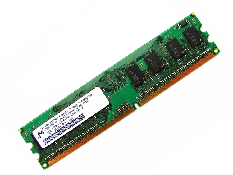 Micron MT8HTF12864AY-800G1 1GB CL6 800MHz PC2-6400U-666-12-ZZ 240-pin DIMM, Non-ECC DDR2 Desktop Memory - Discount Prices, Technical Specs and Reviews